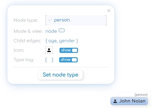 Automatic style application for node and relation types in concept mapping — color, icon, tag, view mode & child edges